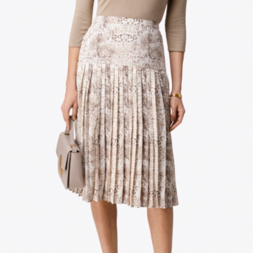 Brochu Walker Rovena Animal Print Pleat Midi Skirt XS